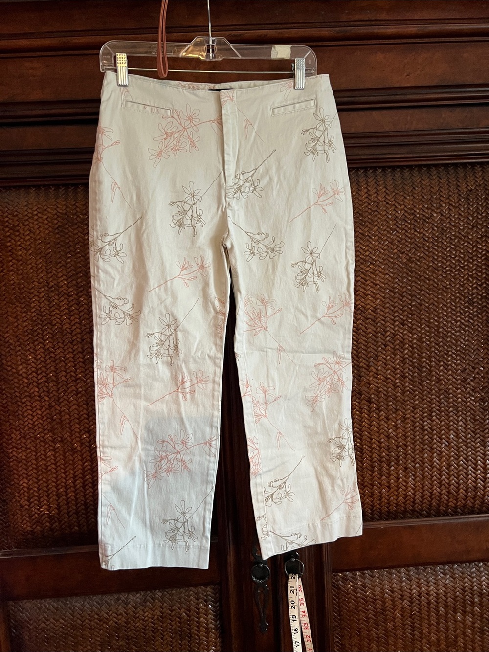 Dockers Cream Embroidered Chino Pants with Blush & Taupe Floral Print